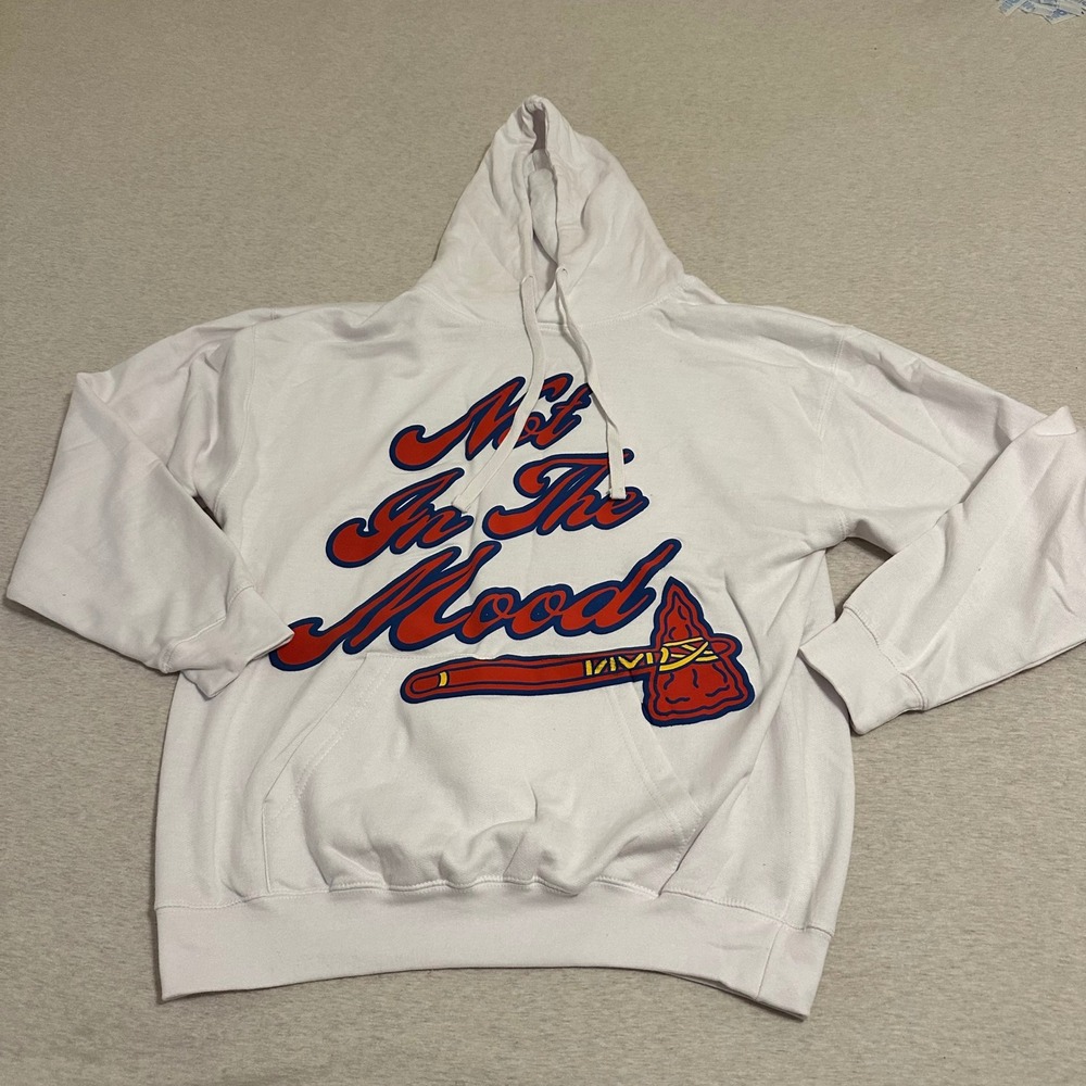 Mood Swings Not‎ In The Mood Graphic Hoodie White Mens Large Made in USA